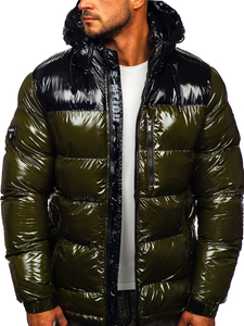 Geacă de iarnă bărbați verde matlasată Bolf 6462