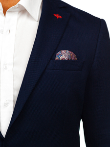 Jachetă elegantă bărbătească bleumarin Bolf 02