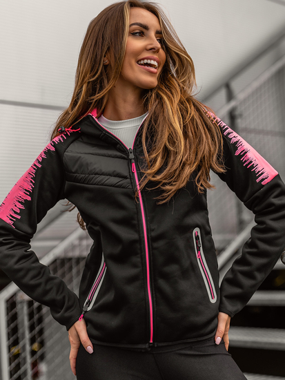 Glugă matlasată pentru femei Hanorac Bolf negru KSW4007A