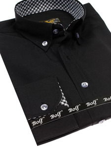 Cămașă elegantă bărbați neagră Bolf Bolf 4711
