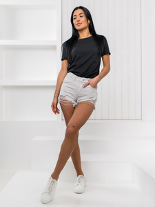 Pantaloni scurți din denim gri pentru femei Bolf A63A