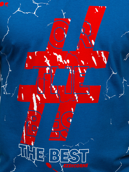 Tricou din bumbac cu imprimeu albastru Bolf 14728