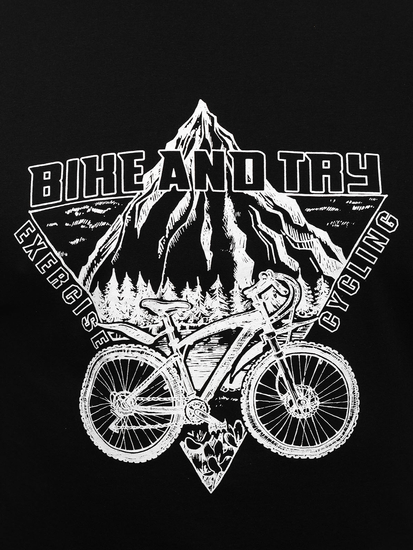 Tricou bărbătesc din bumbac negru cu imprimeu Bolf MPO3557