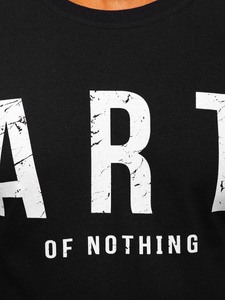 Tricou negru imprimat din bumbac pentru bărbați Bolf 1180