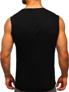 Maiou negru tank top cu imprimeu Bolf 14823