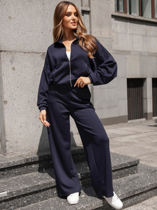 Trening cu fermoar două piese pentru femei unt albastru marin Bolf 821109
