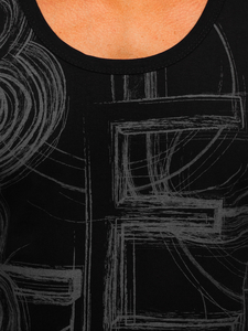 Maiou negru tip bokser cu imprimeu Bolf 14846