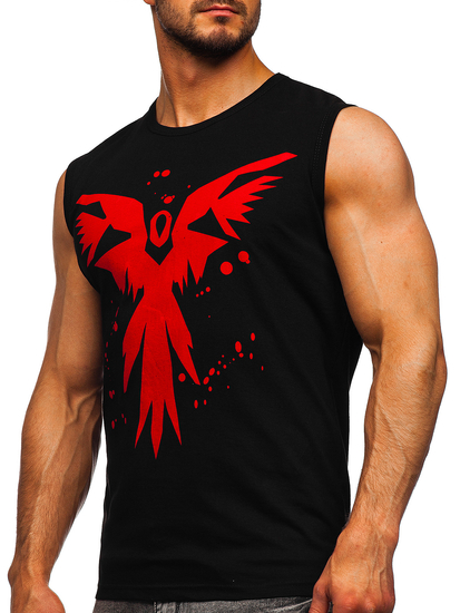 Maiou negru tank top cu imprimeu Bolf 14804