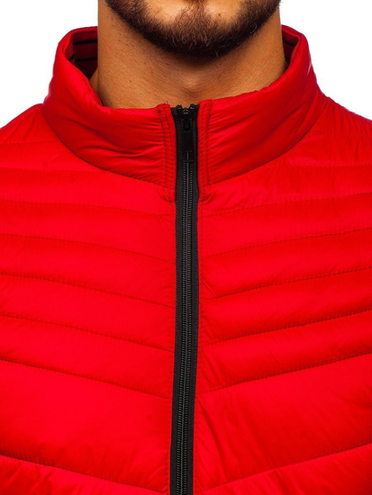 Geacă de iarnă roșie matlasată Bolf 1137