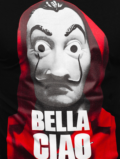 Tricou negru cu imprimeu Bolf 192410