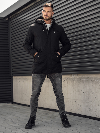 Geacă de iarnă parka neagră Bolf EX838