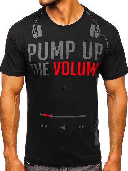 Tricou negru cu imprimeu Bolf 1171