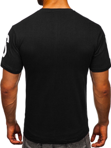 Tricou negru imprimat din bumbac pentru bărbați Bolf 1180