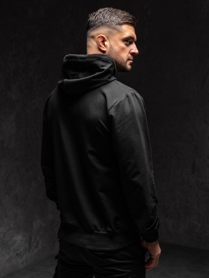 Hanorac negru cu imprimeu Bolf 6141