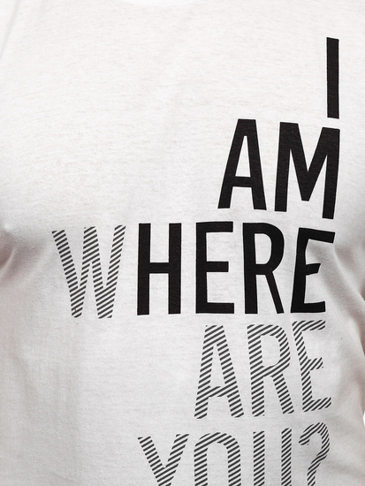 Tricou din bumbac alb cu imprimeu Bolf 0404T