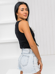 Tricou boxer dama negru cu aplicatie Bolf 96T656