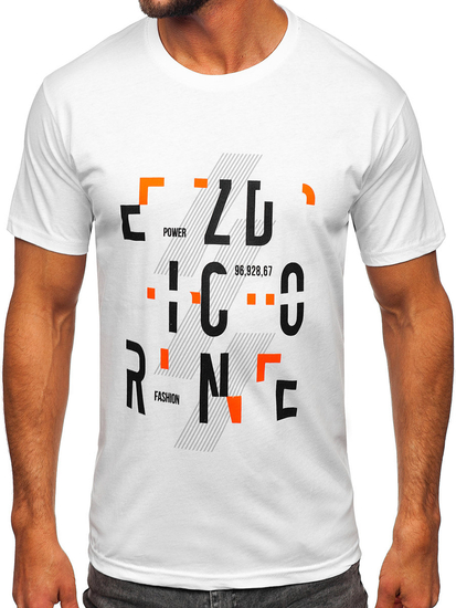 Tricou din bumbac alb cu imprimeu Bolf 14752