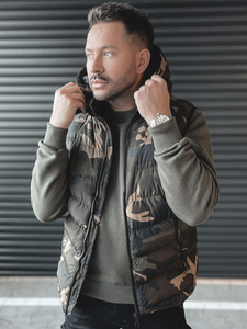 Vestă kaki army cu glugă Bolf 6876