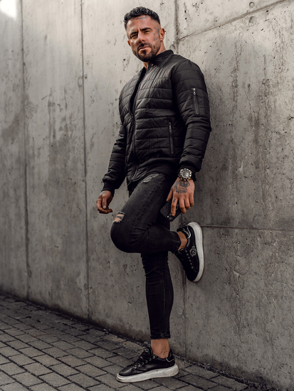 Geacă matlasată bomber neagră Bolf MY-02