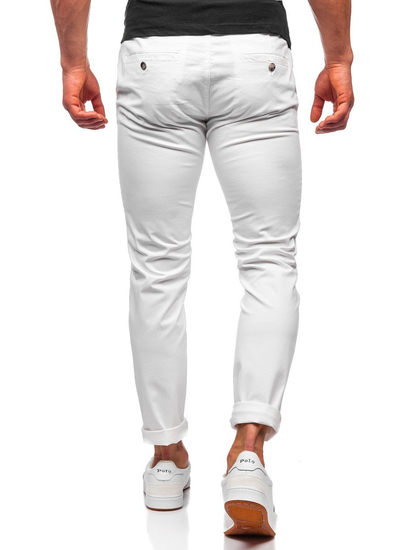 Pantaloni chinos albi bărbați Bolf 1146