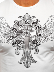 Tricou alb cu imprimeu Bolf MT3037