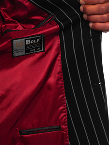 Sacou în dungi casual negru-gri Bolf 1652