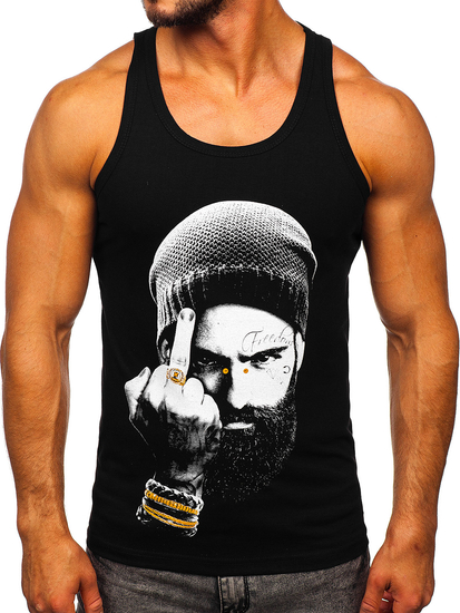 Maiou tank top cu imprimeu negru Bolf 14842