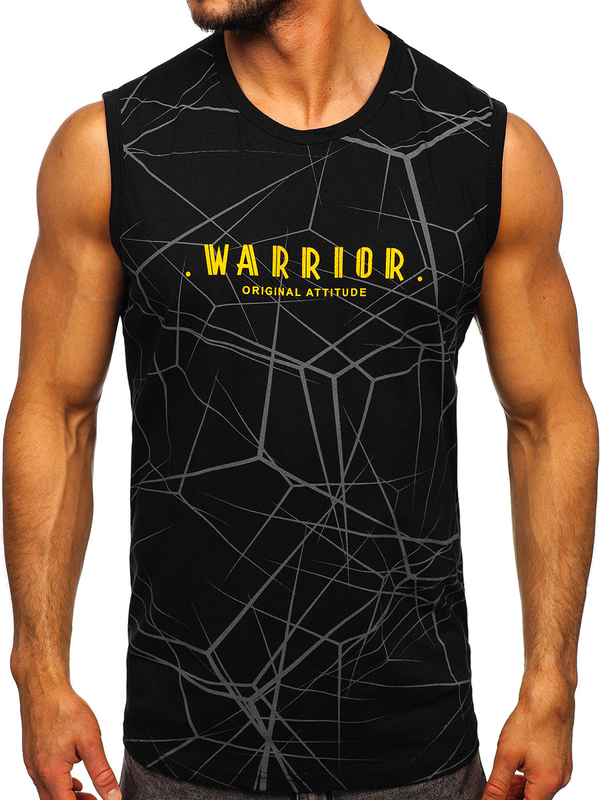 Maiou negru tank top cu imprimeu Bolf 14813