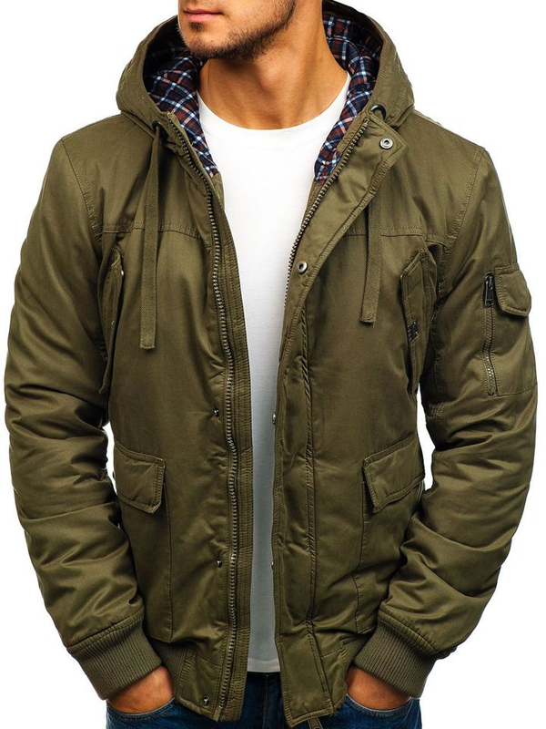 Geacă de iarnă groasă bumbac verde Bolf 1890