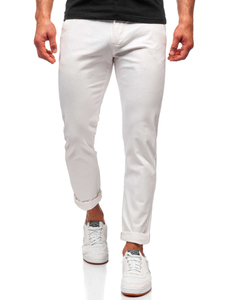 Pantaloni chinos albi bărbati Bolf 1143