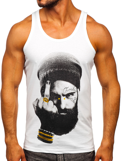 Maiou tank top cu imprimeu alb Bolf 14842