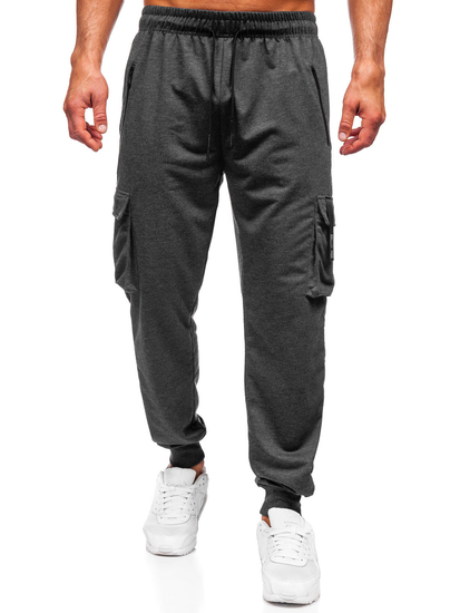 Pantaloni de trening joggers cargo gri-antracit Bolf JX6362