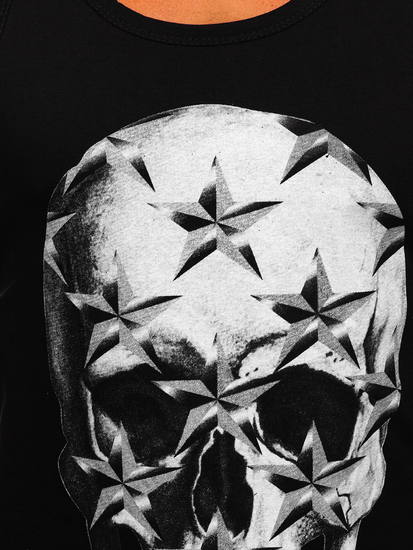 Maiou negru tank top cu imprimeu Bolf 14831