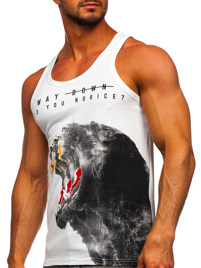 Maiou alb tank top cu imprimeu Bolf 14836