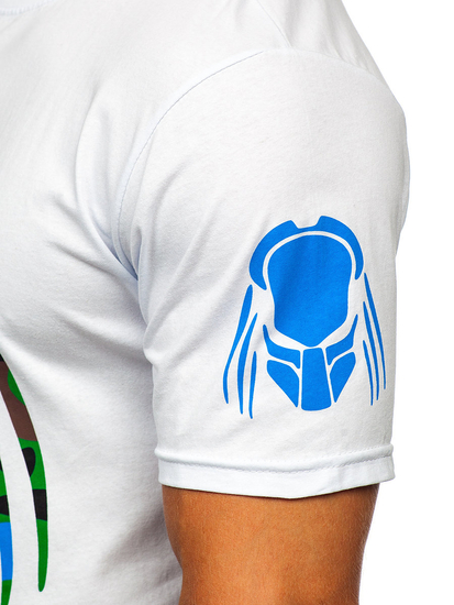 Maiou alb bărbătesc din bumbac cu imprimeu simplu Bolf 1205