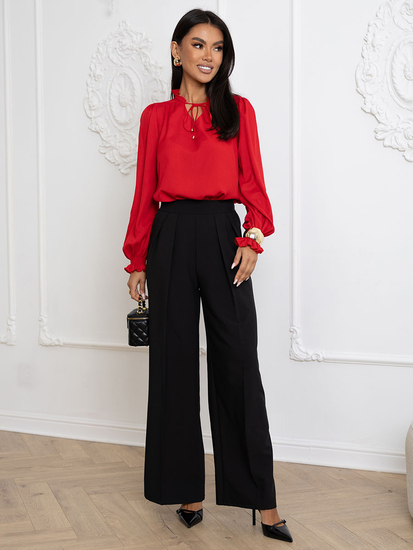 Bluză elegantă cu cravată pentru femei Bolf 546 roșie