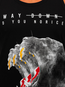 Maiou negru tank top cu imprimeu Bolf 14836