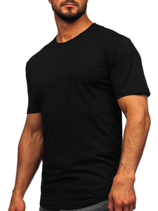 Tricou lung negru bărbătesc fără imprimeu Bolf 14290
