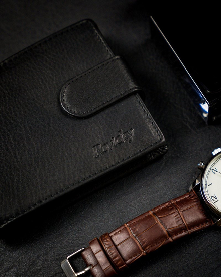 Portofel din piele negru bărbați 13967