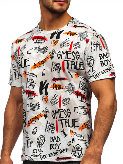 Tricou alb cu imprimeu Bolf 14908