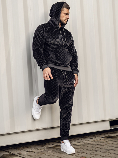 Trening catifea negru cu glugă Bolf 3A82