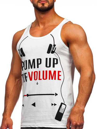 Maiou tank top alb cu imprimeu Bolf 14835