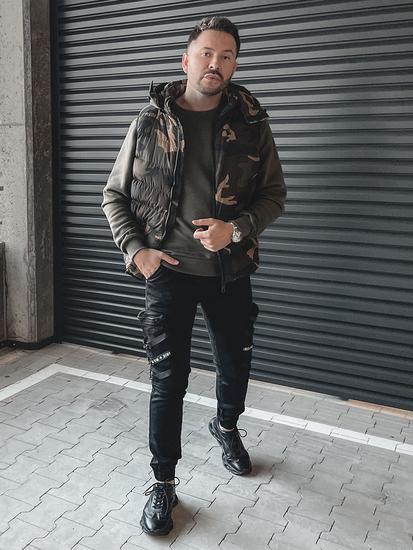 Vestă kaki army cu glugă Bolf 6876