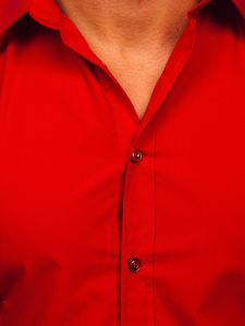 Cămașă elegantă bărbătească roșu închis cu mâneci lungi Bolf 1703