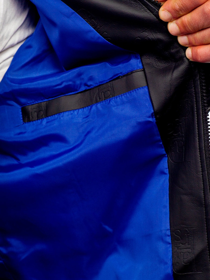 Geacă de piele neagră bomber Bolf 3A66