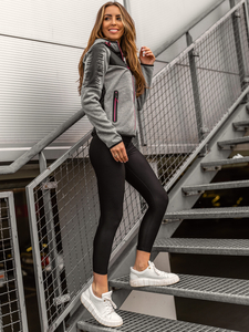 Jachetă matlasată cu glugă pentru femei Bolf gri KSW4007A