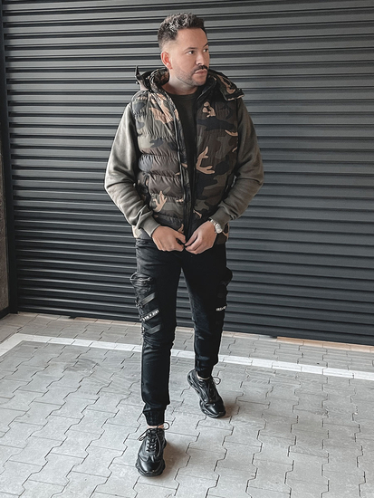 Vestă kaki army cu glugă Bolf 6876