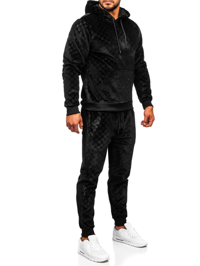 Trening catifea negru cu glugă Bolf 3A82-A