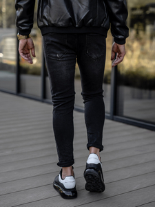 Blugi regular fit negri cu curea Bolf TF098