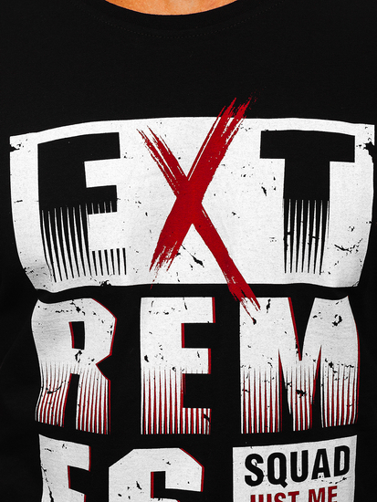 Tricou negru cu imprimeu Bolf 14312